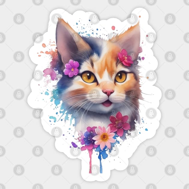 Cat Watercolor Sticker by Cat Lover Store